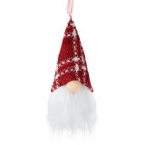 Ornament Brad Crăciun, Gnome, Figurina, Căciulă Roșie cu Carouri, Poliester, 5x9cm, Oem