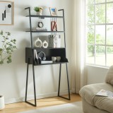 Schreibtisch Storfjord mit Leiterregal 184x80x40cm Schwarz [en.casa] HausGarden Leisure