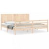 Cadru pat cu tablie 200x200 cm, lemn masiv de pin
