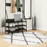 vidaXL Covor pufos modern, fir lung, crem și negru, &Oslash; 160 cm