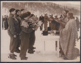 SOLEMNITATEA RIDICARII PAVILIONULUI LA CENTRU DE STRAJERI PREDEAL FOTO J.BERMAN, Alb-Negru, Romania 1900 - 1950