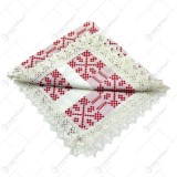 Servetel artizanat din bumbac 40&times;40 CM Crem/Rosu