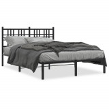 VidaXL Cadru de pat metalic cu tăblie, negru, 140x200 cm