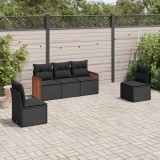 vidaXL Set mobilier de grădină cu perne, 5 piese, negru, poliratan 3227525