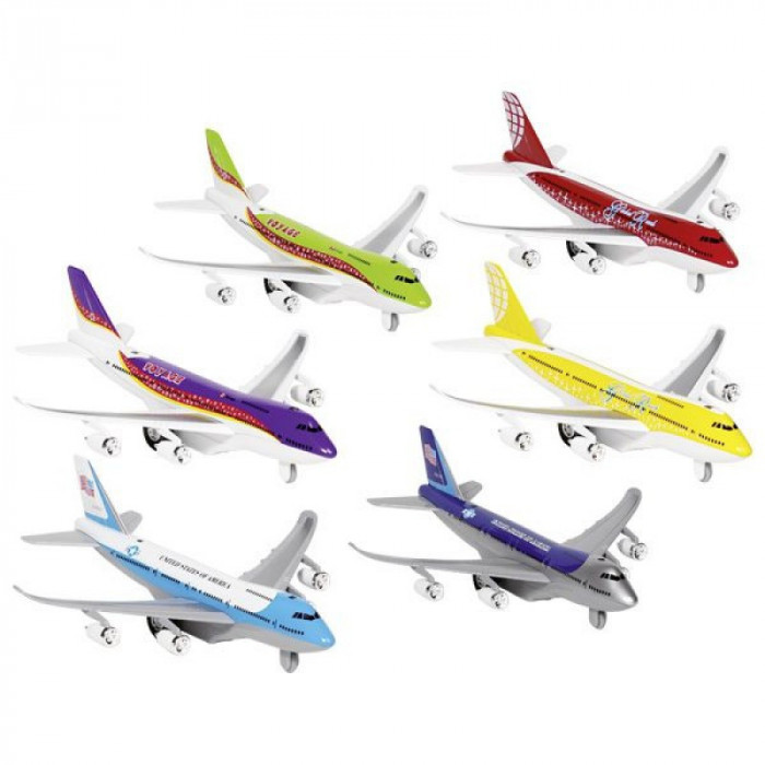 Jucarie interactiva Avion cu lumini/sunete Goki, 18.5 cm, 6 culori, 3 ani+