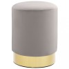 Taburet Catifea Gri Deschis/Auriu, 28x36 cm, Design Butoi, Metal/Placaj, Living
