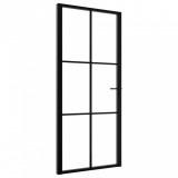 Ușă de interior, negru, 93x201,5 cm, sticlă ESG și aluminiu