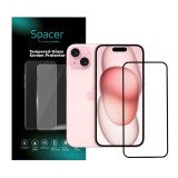 FOLIE STICLA Spacer pentru Iphone 15 Plus, grosime 0.3mm, acoperire totala ecran, strat special anti-ulei si anti-amprenta, Tempered Glass, sticla 9D,