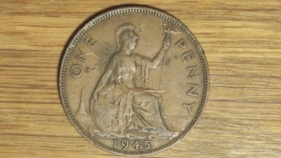 Marea Britanie - moneda de colectie - 1 penny 1945 - George VI - stare f buna foto