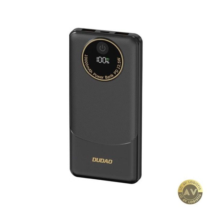 Baterie Externa Dudao K12 10000mAh 22.5W QC + PD 1 x USB-C - 2 x USB-A Neagra