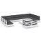 Set mobilier de gradina cu perne, 13 piese, alb, lemn de pin