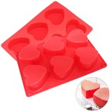 Forma din silicon pentru briose si biscuiti, design inima, 6 alveole,26x18x3.5 cm