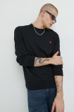 Cumpara ieftin HUGO pulover de bumbac bărbați, culoarea negru, light 50475083