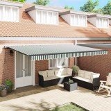 vidaXL Cortina Retractabilă Manual Verde și alb 500 &times; 300 cm țesătură