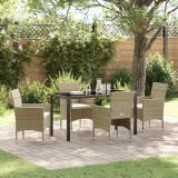 vidaXL Set de masă pentru grădină cu pernă 5 pcs Bej Rattan poli
