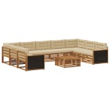 vidaXL Set de canapele de exterior cu pernă 10 pcs Natural și Bej 3383856