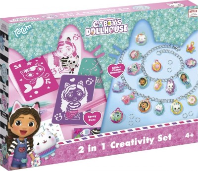 Set 2 in 1 Gabby&amp;#039;s Dollhouse - Bratari cu pandantive &amp;amp; carioci de suflat foto