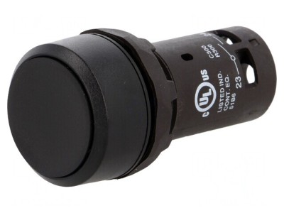 Comutator Push-Button 22mm 1 NO Negru foto
