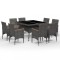 Set mobilier gradina, 9 piese, gri, poliratan, lemn acacia