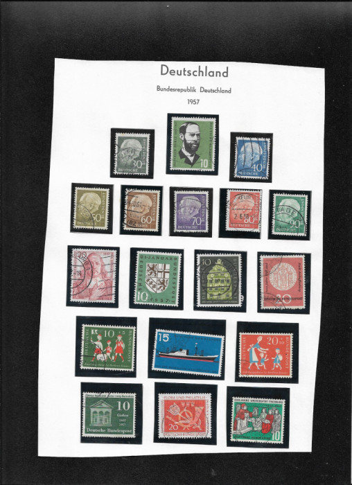 Germania 1957 foaie album cu 18 timbre