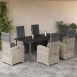 VidaXL Set mobilier de grădină cu perne, 7 piese gri deschis poliratan