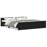 Cumpara ieftin Cadru pat fara saltea, stejar negru, 200x200 cm, lemn prelucrat