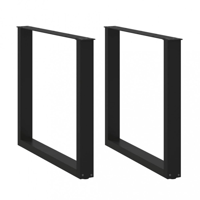 vidaXL Picioare de masă &icirc;n formă de U, 2 buc., negru, 90x(72-73) cm, oțel