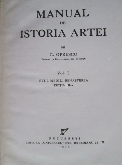 Manual de istoria artei - G. Oprescu vol.I