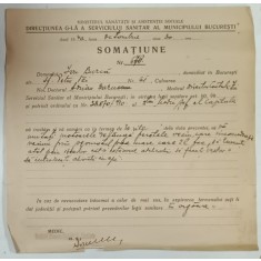 SOMATIUNE EMISA DE MINISTERUL SANATATII SI ASISTENTEI SOCIALE , 1940