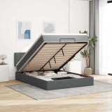 VidaXL Pat otoman cu saltea și LED-uri negru 140x200 cm țesătură