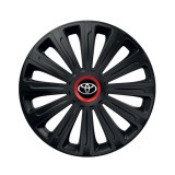 Set 4 capace roti Negre Cu Inel Rosu Trend R16 Compatibil Cu Toyota