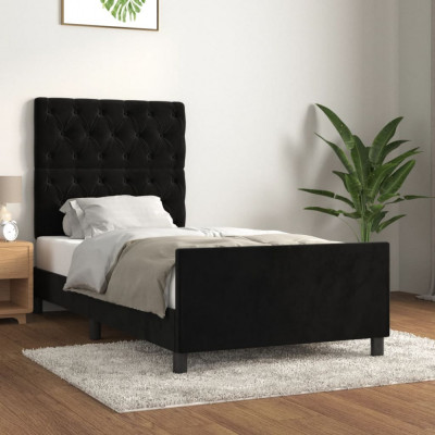 vidaXL Cadru de pat cu tăblie, negru, 80x200 cm, catifea foto
