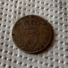 Marea Britanie - 3 Pence 1905 - Argint