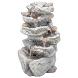 Outsunny F&acirc;nt&acirc;nă de exterior cu design de rocă &icirc;n 6 niveluri, cascadă de apă cu lumini LED, debit reglabil, gri | Aosom Romania