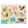 Puzzle Lemn Animale Jungla cu Maner, Joc Educativ Montessori, 30x22 cm