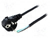 Cablu alimentare AC, 3m, 3 fire, culoare negru, cabluri, CEE 7/7 (E/F) &amp;amp;#351;tecar in unghi, LIAN DUNG - foto