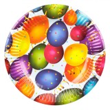 Farfurii Carton, Model Baloane, Multicolor, Set 10 Bucăți, Diametru 18cm