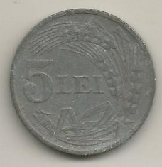 ROMANIA 5 LEI 1942 ZINC [5] livrare in cartonas foto