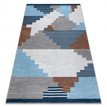 Covor ANTIKA 124 tek, geometric modern, lavabil - bej / albastru, 160x220 cm