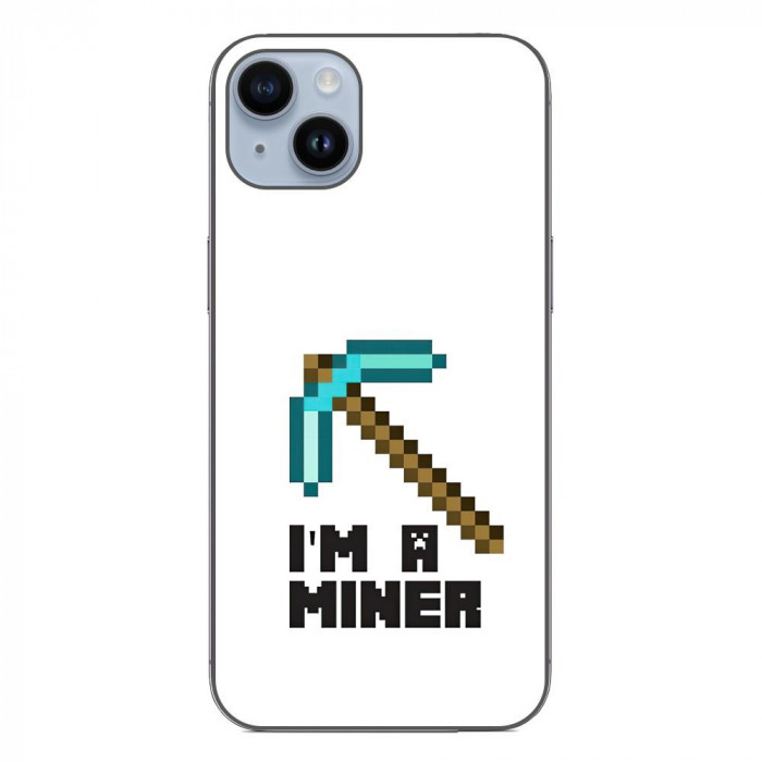 Husa compatibila cu Apple iPhone 15 Plus Silicon Gel Tpu Model Minecraft Miner
