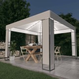 VidaXL Pavilion cu acoperiș dublu &amp; șiruri de lumini LED, alb, 3x3 m