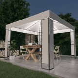 Pavilion cu acoperis dublu siruri de lumini LED, alb, 3x3 m