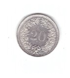 Mondea Elvetia 20 rappen 1993, curata, stare foarte buna, Europa, Nichel