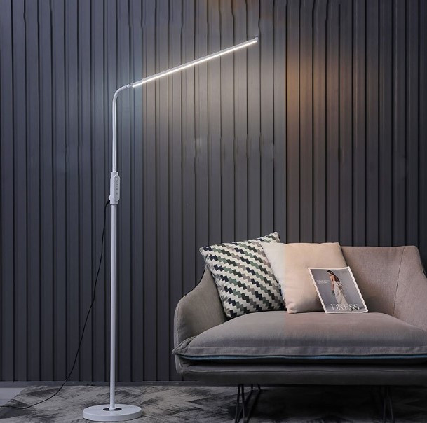 Lampa de podea LED, ajustabila, luminozitate reglabila, 187-206 cm, alba