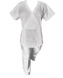 Costum Medical Pe Stil, Alb cu Elastan, Model Marinela - 4XL, 4XL