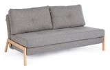 Canapea 2 locuri extensibila cu picioare din lemn natur si tapiterie textil gri Hayden 151 cm x 96 cm x 79 h