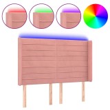 Cumpara ieftin Tablie de pat cu LED, roz, 147x16x118/128 cm, catifea
