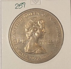 287 New Zealand, Noua Zeelanda, 1 Dollar 1977, KM#45, Queen&amp;#039;s Jubilee &amp;amp; Waitangi foto