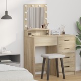 VidaXL Masă de toaletă cu lumini LED, stejar sonoma, 50x41x135 cm