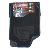 Cumpara ieftin Set Covorase Auto Universale Custo Twin, Mocheta, negru cu bordura albastra, 4 buc, Universal